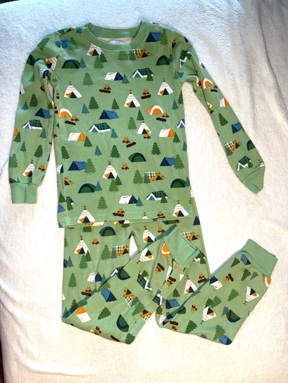 Janie and Jack Good Night pajamas in Camp Adventure print, size 7
